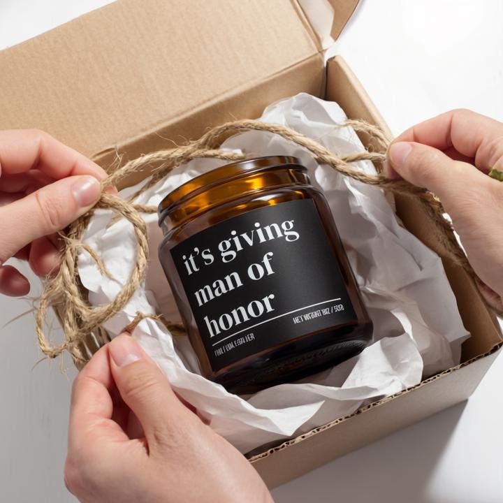 It’s Giving Man of Honor Candle • Will You Be My Man of Honor Proposal Candle • Groomsmen Gift • Hand-Poured Soy Wax Candle