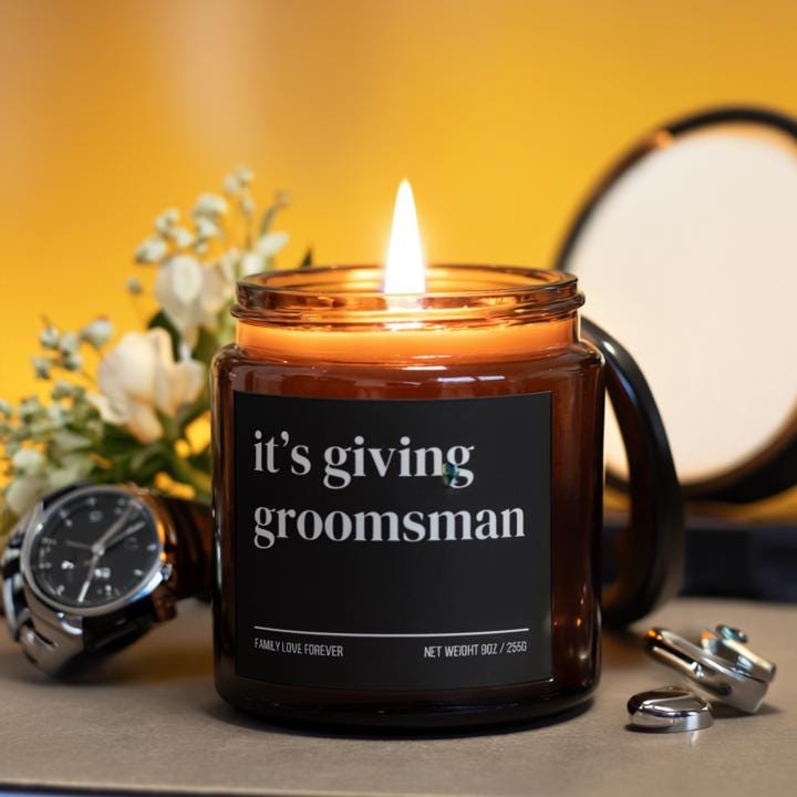 It’s Giving Groomsman Candle — Funny Wedding Proposal Gift for Groomsmen, Hand-Poured Soy Wax