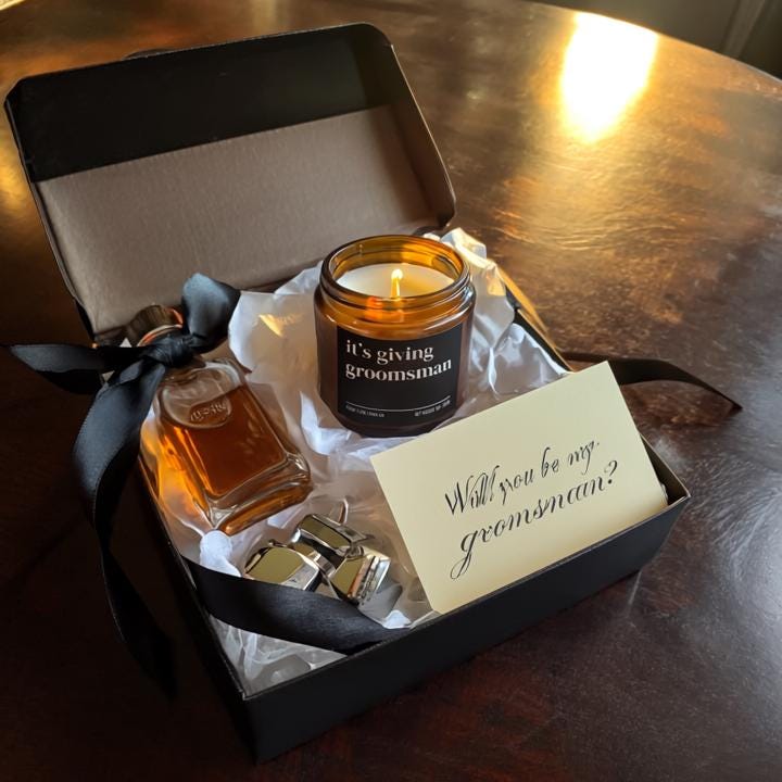 It’s Giving Groomsman Candle — Funny Wedding Proposal Gift for Groomsmen, Hand-Poured Soy Wax