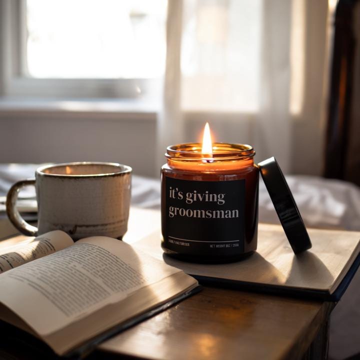 It’s Giving Groomsman Candle — Funny Wedding Proposal Gift for Groomsmen, Hand-Poured Soy Wax