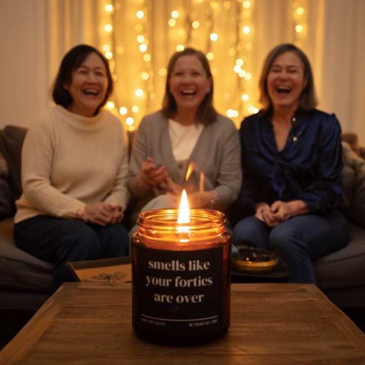 Smells Like Your Forties Are Over Candle — Funny 50th Birthday Gift, Hand-Poured Soy Wax