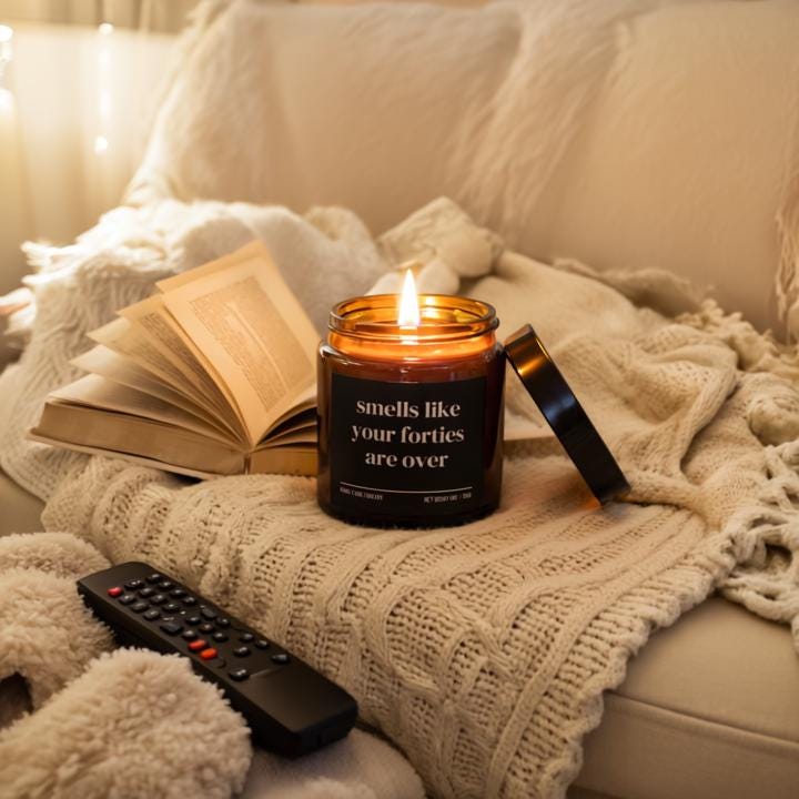 Smells Like Your Forties Are Over Candle — Funny 50th Birthday Gift, Hand-Poured Soy Wax
