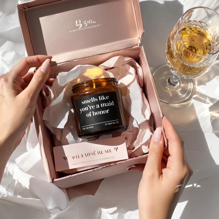 Smells Like You’re the Maid of Honor — Funny Maid of Honor Proposal Candle (Soy Wax, Hand-Poured)