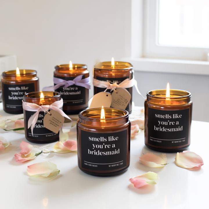 Smells Like You’re a Bridesmaid — Funny Bridesmaid Proposal Candle (Hand-Poured Soy Wax Gift)