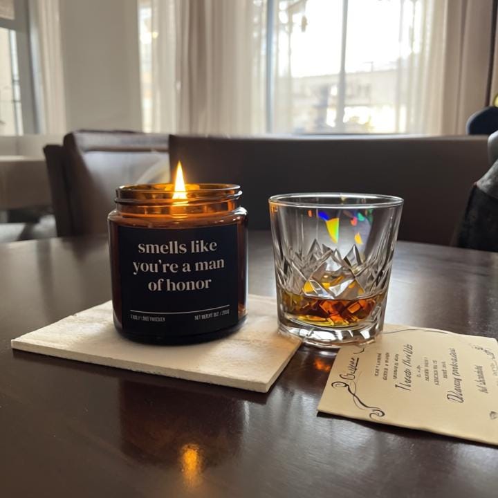 Smells Like You’re a Man of Honor Candle — Funny Wedding Proposal Gift for Man of Honor, Hand-Poured Soy Wax