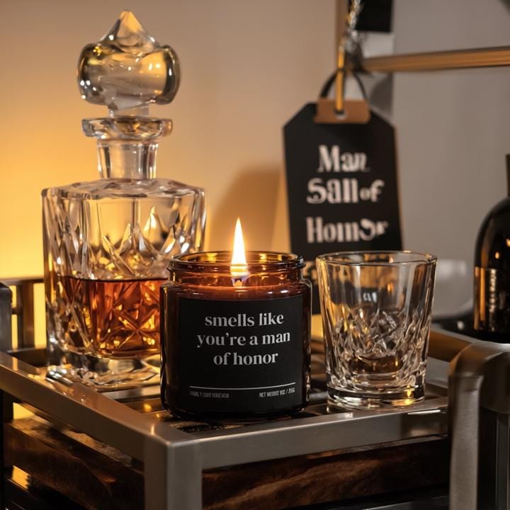 Smells Like You’re a Man of Honor Candle — Funny Wedding Proposal Gift for Man of Honor, Hand-Poured Soy Wax