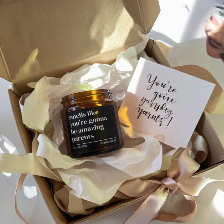 Smells Like You’re Gonna Be Amazing Parents Candle — Personalized Pregnancy Announcement Gift, Hand-Poured Soy Wax