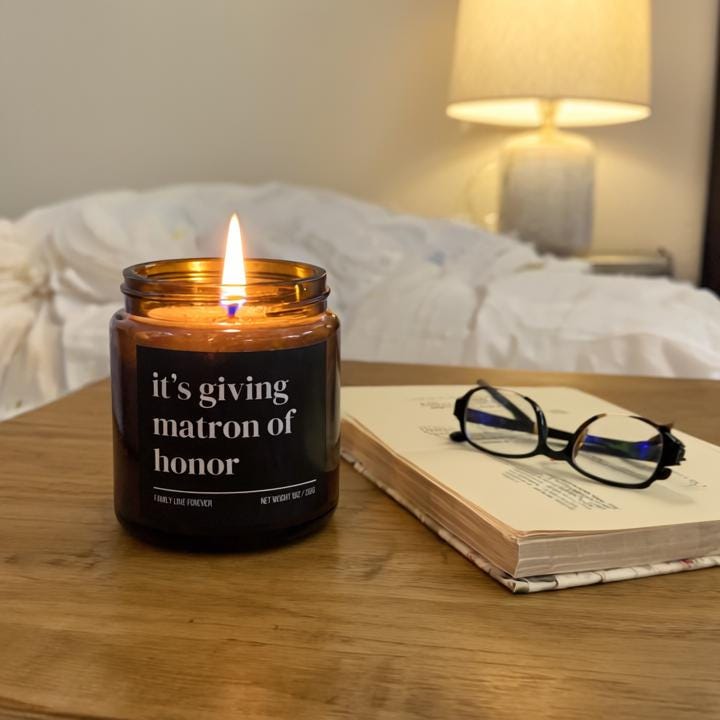 It’s Giving Matron of Honor Candle — Funny Wedding Proposal Gift for Matron of Honor, Hand-Poured Soy Wax