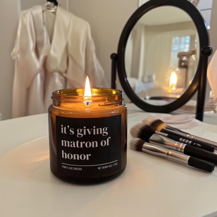 It’s Giving Matron of Honor Candle — Funny Wedding Proposal Gift for Matron of Honor, Hand-Poured Soy Wax