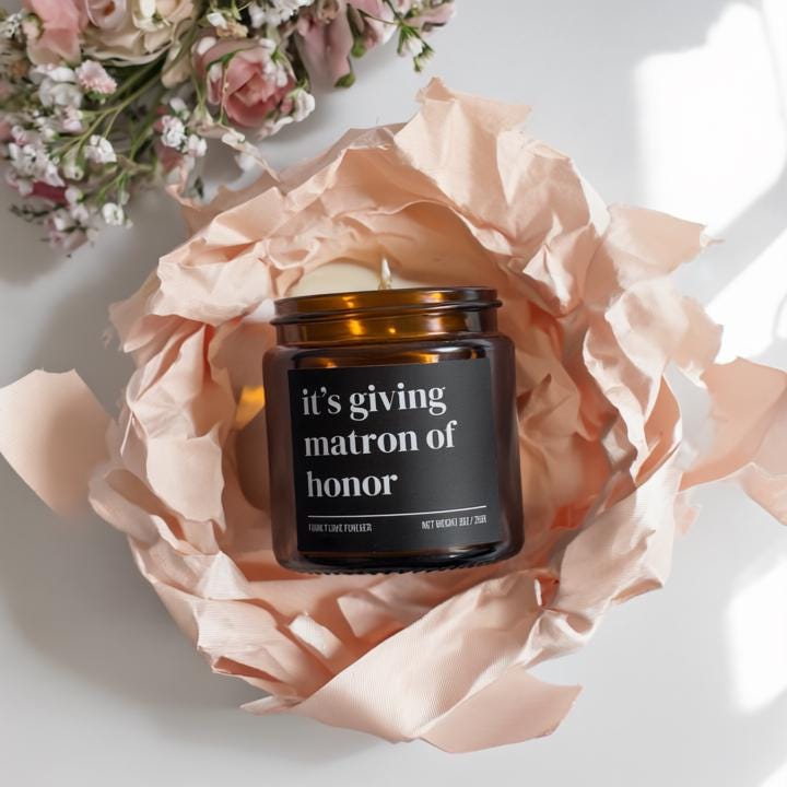 It’s Giving Matron of Honor Candle — Funny Wedding Proposal Gift for Matron of Honor, Hand-Poured Soy Wax