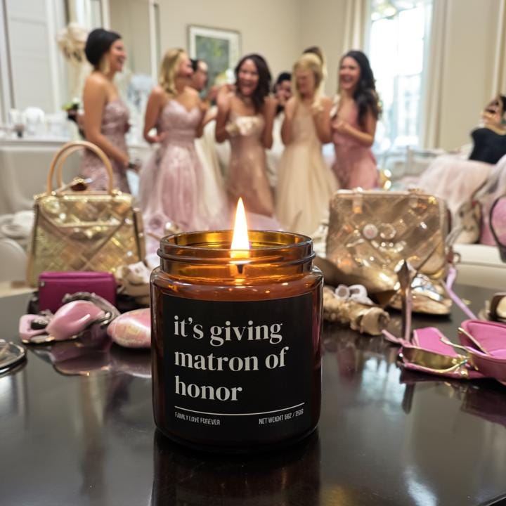 It’s Giving Matron of Honor Candle — Funny Wedding Proposal Gift for Matron of Honor, Hand-Poured Soy Wax