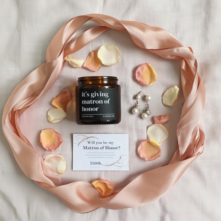 It’s Giving Matron of Honor Candle — Funny Wedding Proposal Gift for Matron of Honor, Hand-Poured Soy Wax
