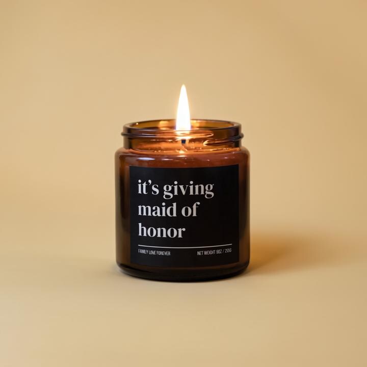 It’s Giving Maid of Honor Candle — Funny Wedding Proposal Gift for Maid of Honor, Hand-Poured Soy Wax