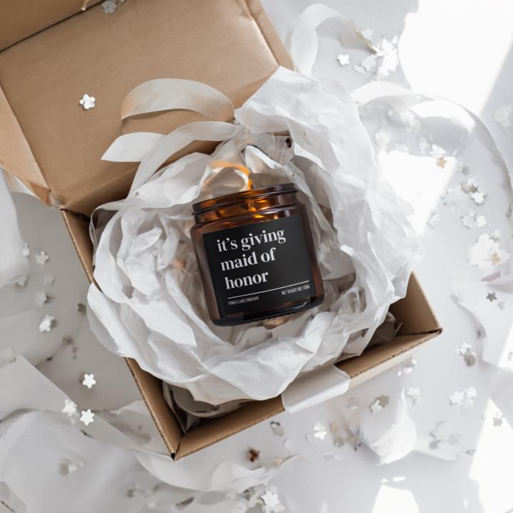 It’s Giving Maid of Honor Candle — Funny Wedding Proposal Gift for Maid of Honor, Hand-Poured Soy Wax