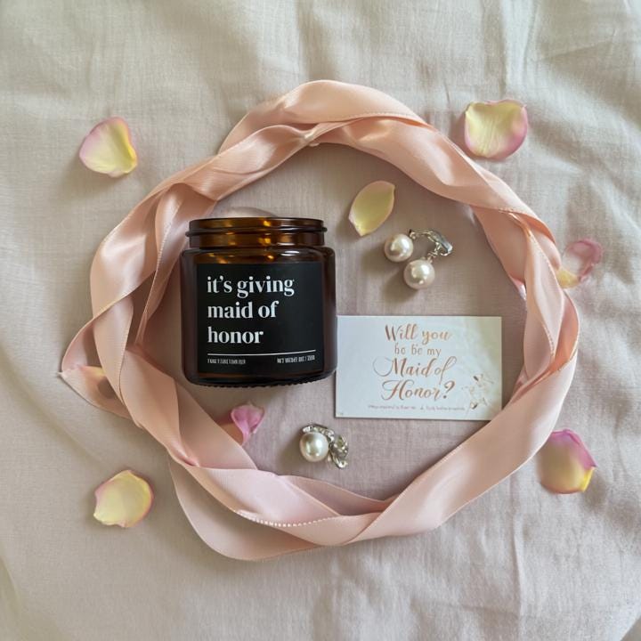 It’s Giving Maid of Honor Candle — Funny Wedding Proposal Gift for Maid of Honor, Hand-Poured Soy Wax