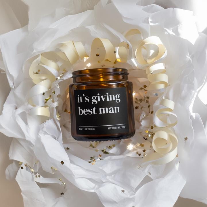 It’s Giving Best Man Candle — Funny Wedding Proposal Gift for Best Man, Hand-Poured Soy Wax