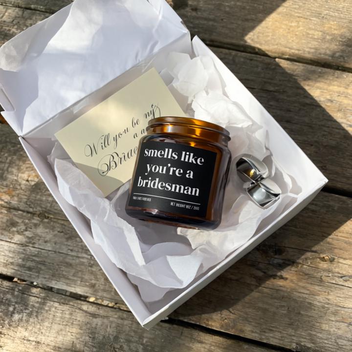 Smells Like You're a Bridesman Candle — Funny Bridesman Proposal Gift, Hand-Poured Soy Wax