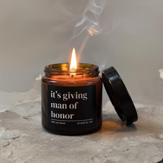 It’s Giving Man of Honor Candle • Will You Be My Man of Honor Proposal Candle • Groomsmen Gift • Hand-Poured Soy Wax Candle