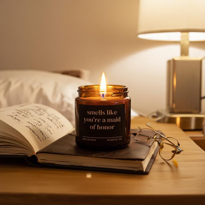Smells Like You’re the Maid of Honor — Funny Maid of Honor Proposal Candle (Soy Wax, Hand-Poured)
