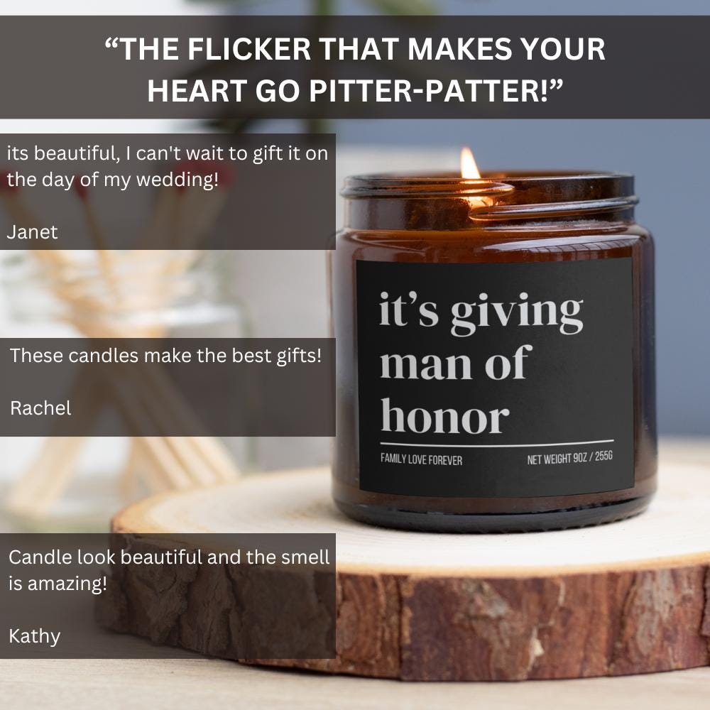 It’s Giving Man of Honor Candle • Will You Be My Man of Honor Proposal Candle • Groomsmen Gift • Hand-Poured Soy Wax Candle