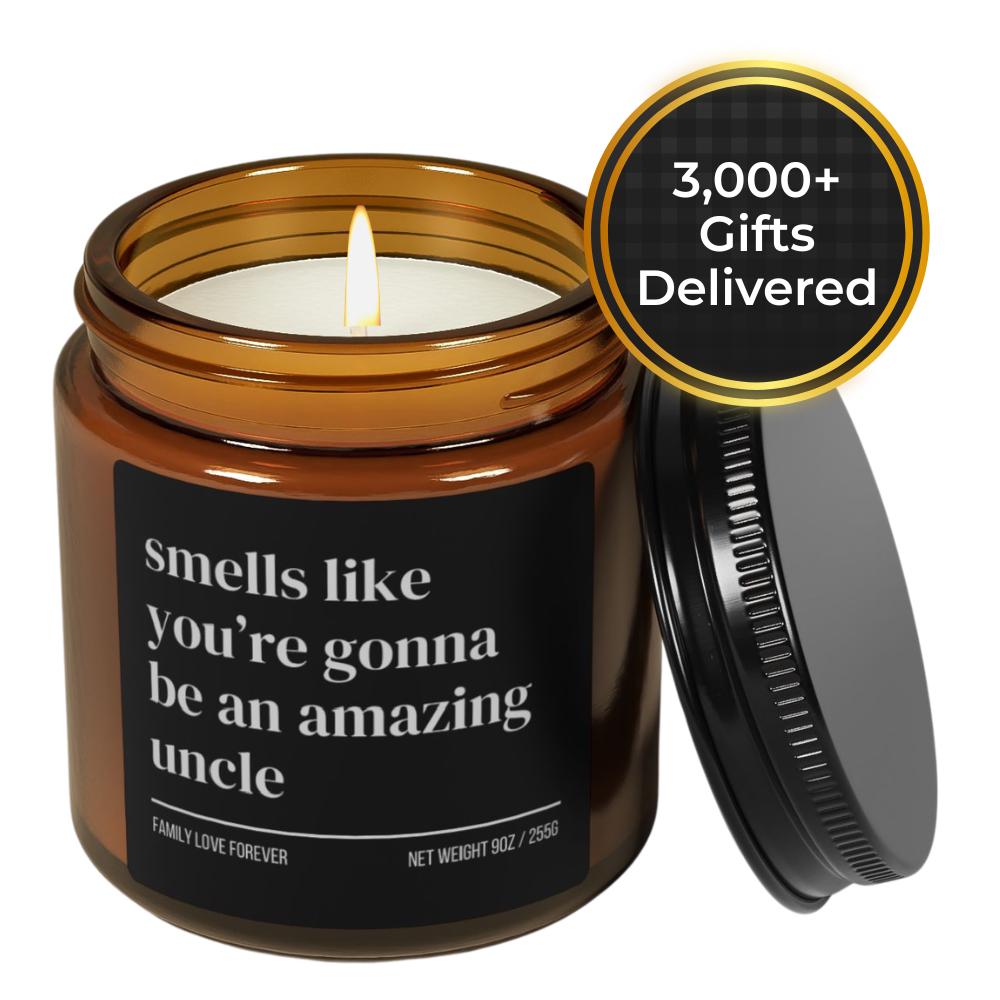 Smells Like You’re Gonna Be an Amazing Uncle Candle • Baby Reveal Gift for Brother or Brother-in-Law • Hand-Poured Soy Wax • Gift-Ready
