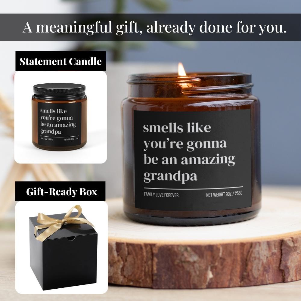 Smells Like You’re Gonna Be an Amazing Grandpa Candle • Pregnancy Announcement Gift • Gift-Ready Baby Reveal for Dad • Hand-Poured Soy Wax